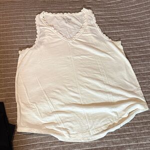 Natural Reflections Cream Lace Trim Tank Top